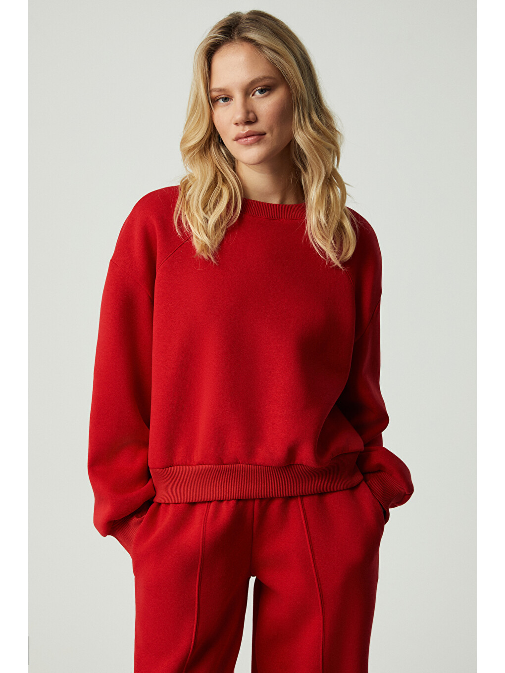 Morgana Kadın Bisiklet Yaka Uzun Kollu Kırmızı Sweatshirt