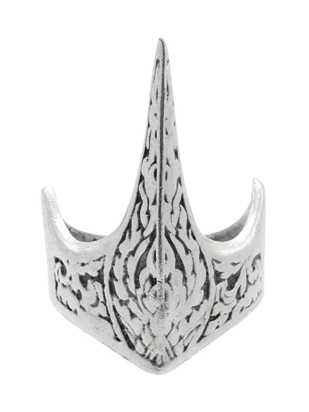 Gri Erkek Antik Gümüş Kartal Gaga Yüzük-1