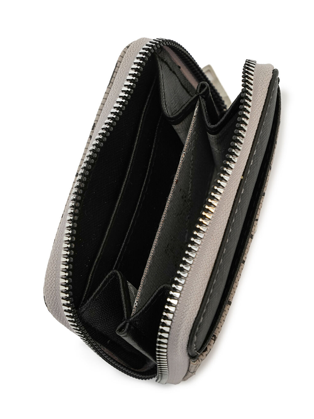 Gri Yazı Bölme Detaylı Mini Kadın Cüzdan CZ100-4