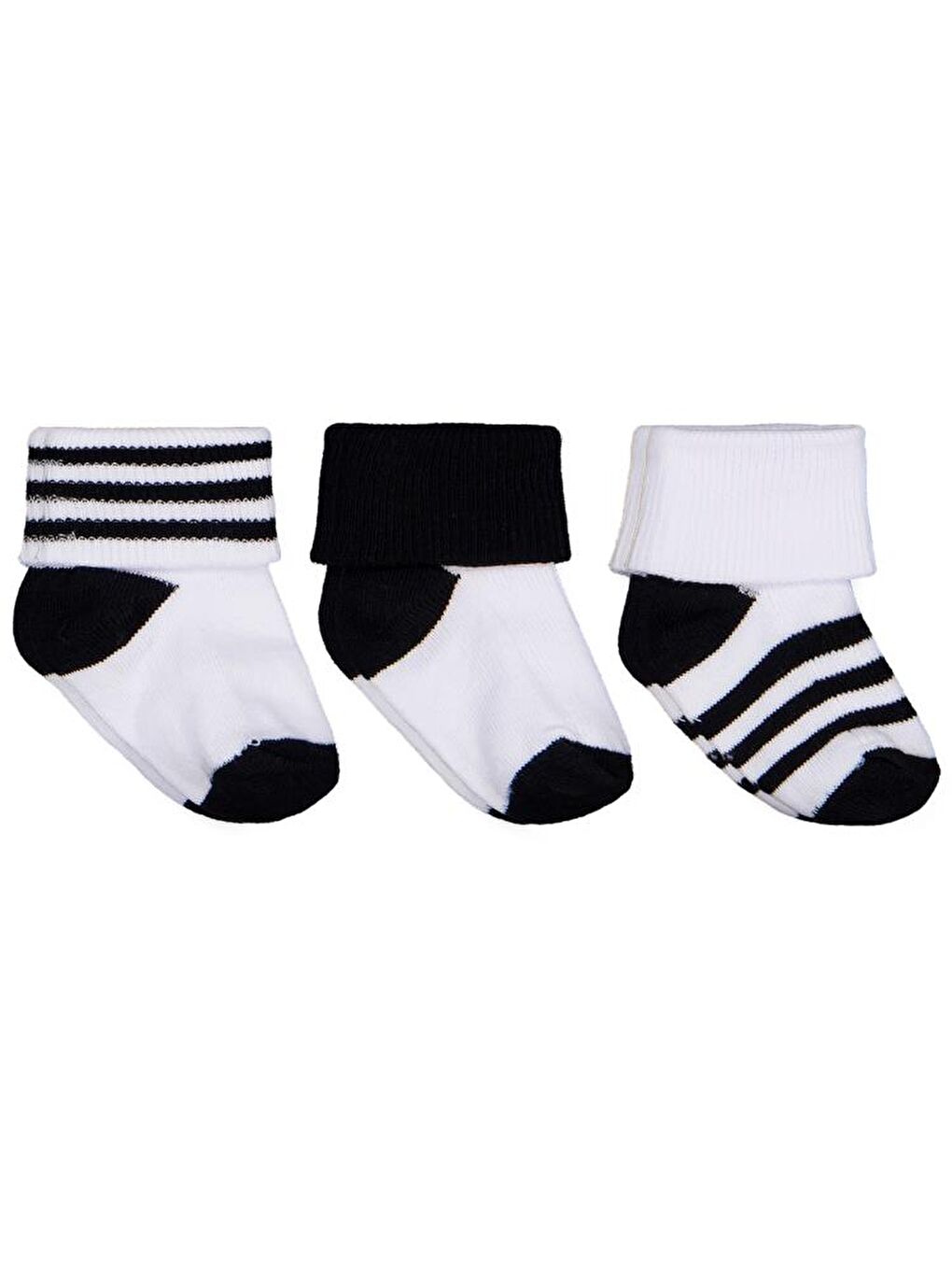 Baby Siyah-Beyaz Asetat 0-24 Ay Çorap Setleri - Standart Standart