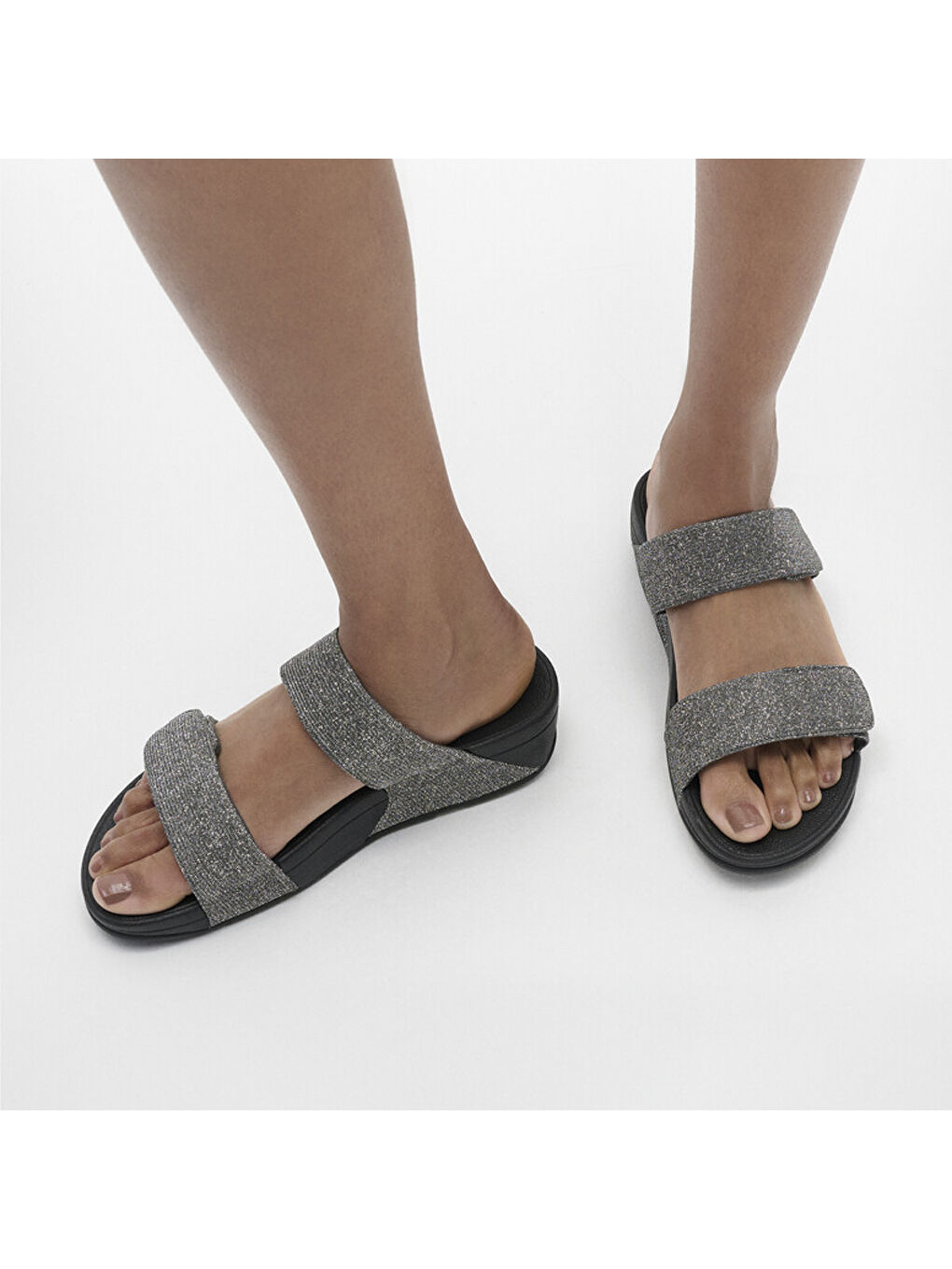 Gri Kadın Terlik FZ9-054 /A94 LULU Adjustable Shimmerlux Slides-1