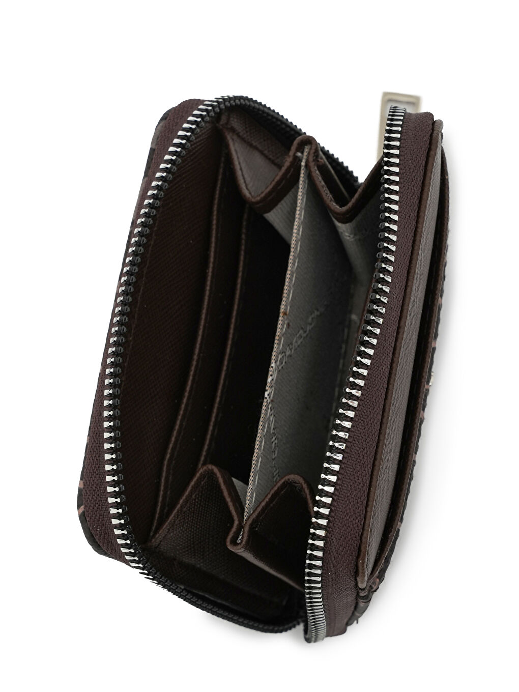 Kahverengi Yazı Bölme Detaylı Mini Kadın Cüzdan CZ100-4