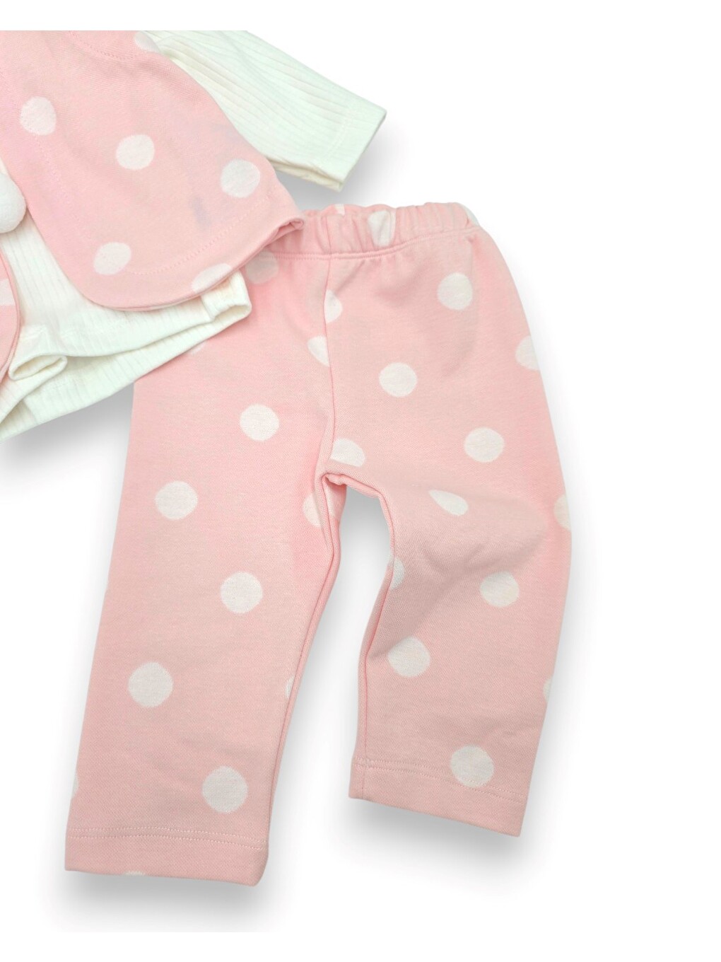 Pembe Kız Bebek Puantiyeli Bandanalı Yelekli 3 Parça Takım-4
