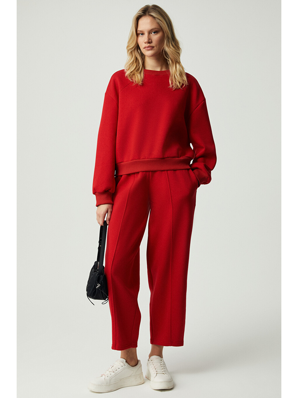 Morgana Kadın Bisiklet Yaka Uzun Kollu Kırmızı Sweatshirt-1