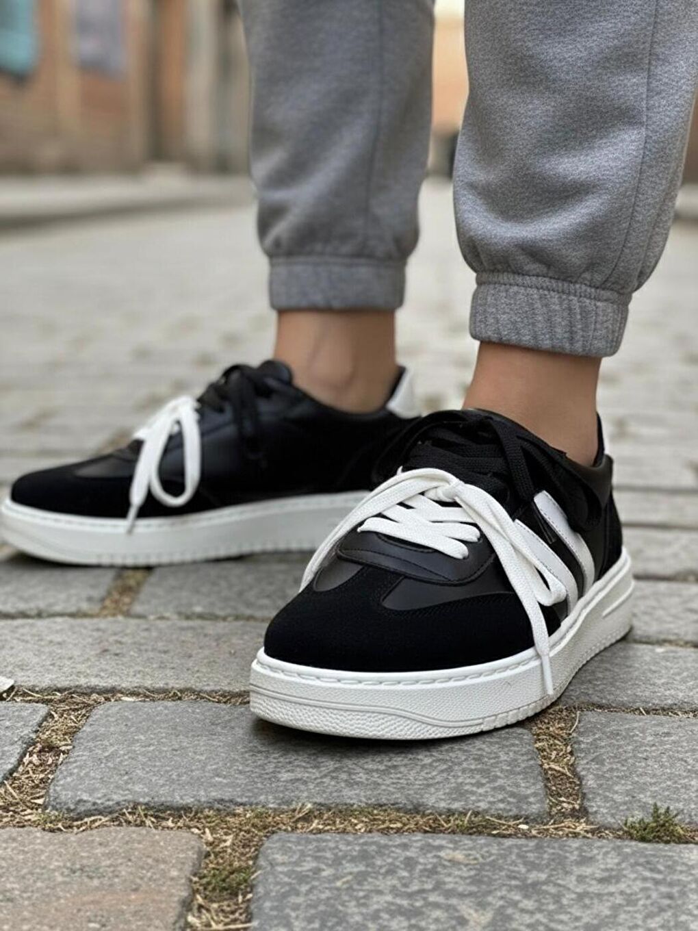 Kadın Vega Siyah Çift Bağcıklı Ortopedik Rahat ve Hafif Taban Sneaker-2