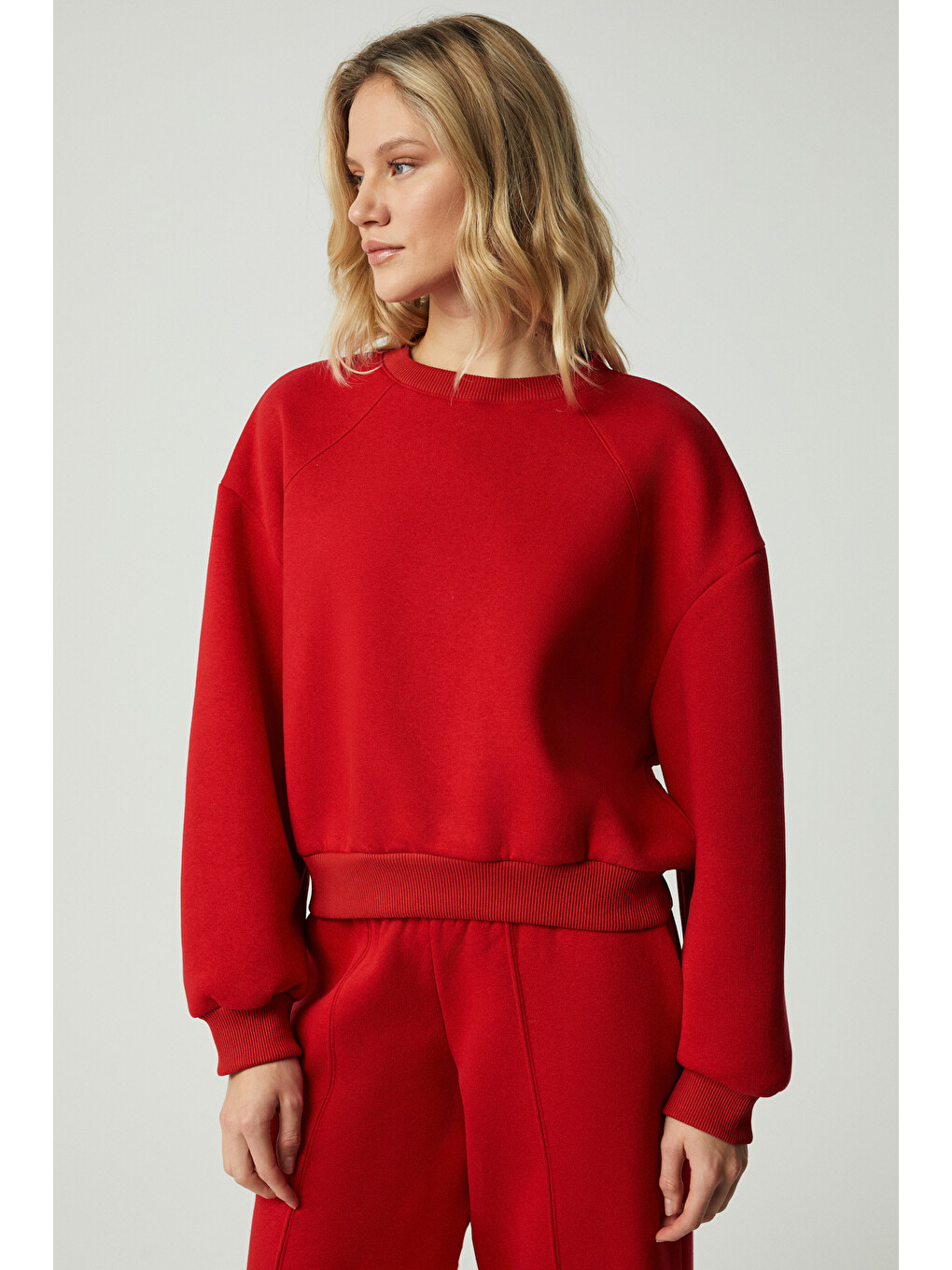 Morgana Kadın Bisiklet Yaka Uzun Kollu Kırmızı Sweatshirt-2