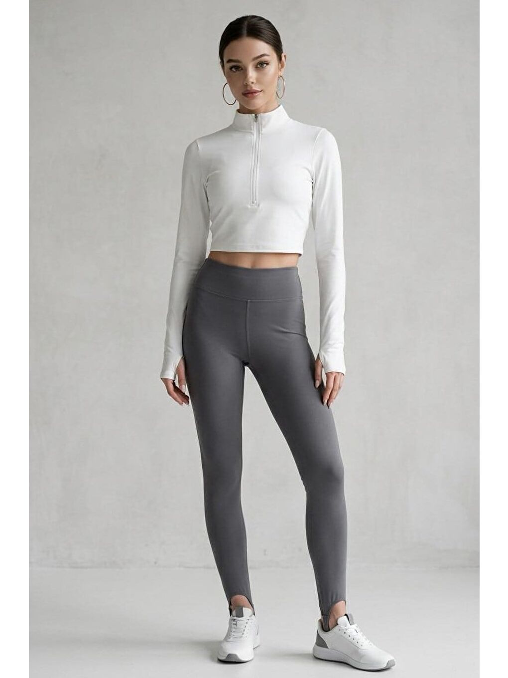 Boyalı Gri Form Fit Premium Scuba Füzo Tayt Mg2793-1