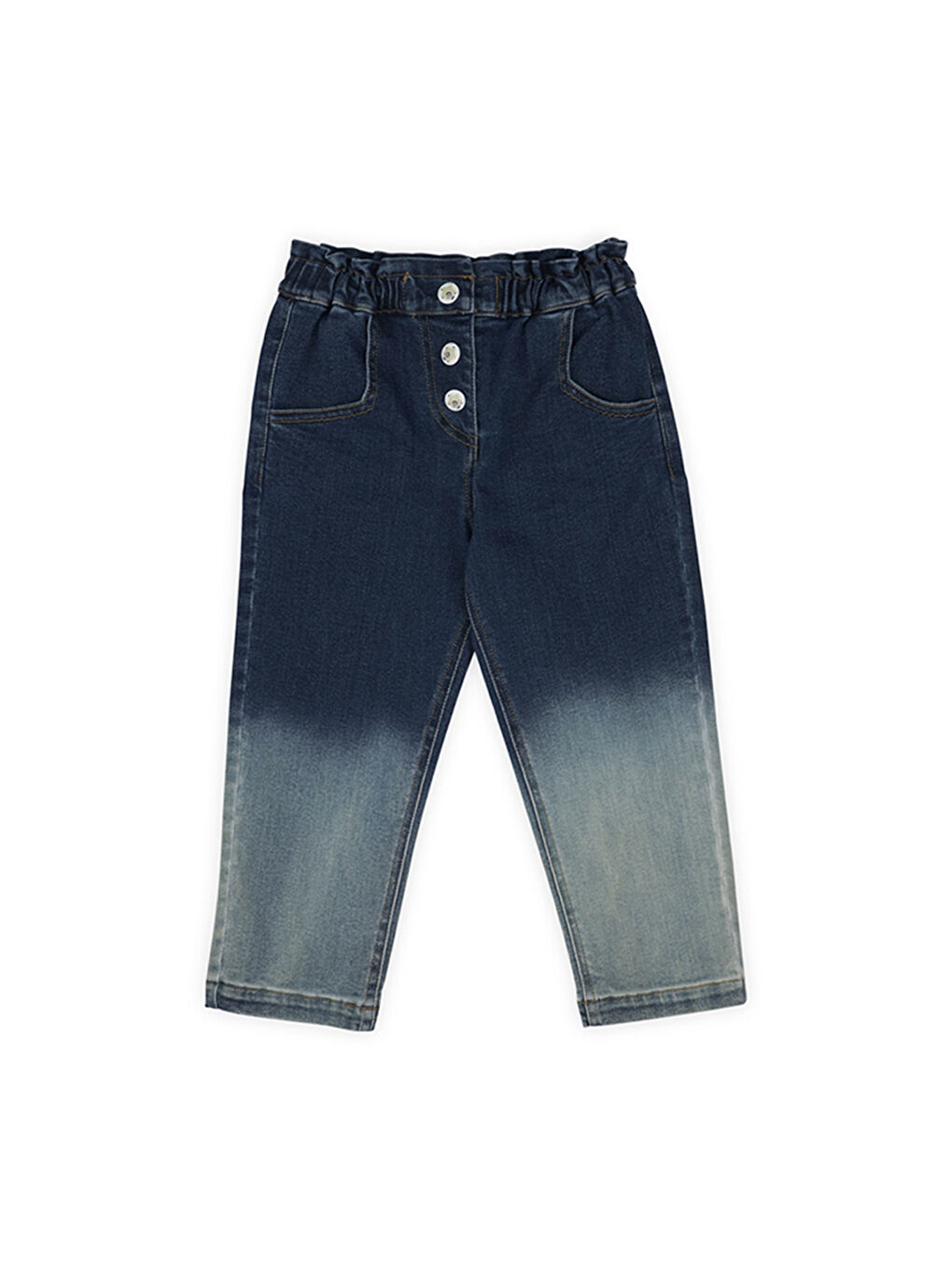 Kız Çocuk Çıt Çıt Detaylı Denim Pantolon Lacivert