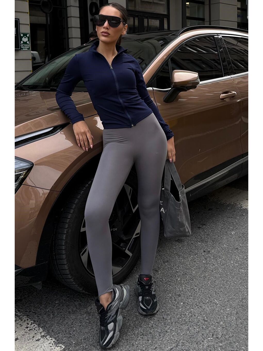 Boyalı Gri Form Fit Premium Scuba Füzo Tayt Mg2793-4