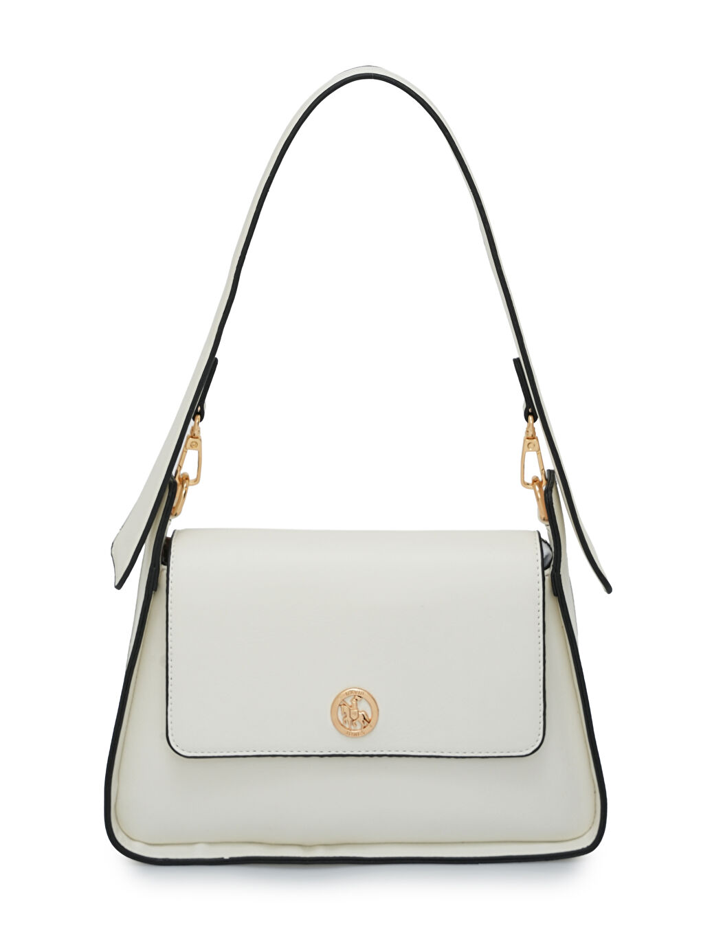 Beyaz Logo Kapaklı Kadın Omuz Çantası DJ364