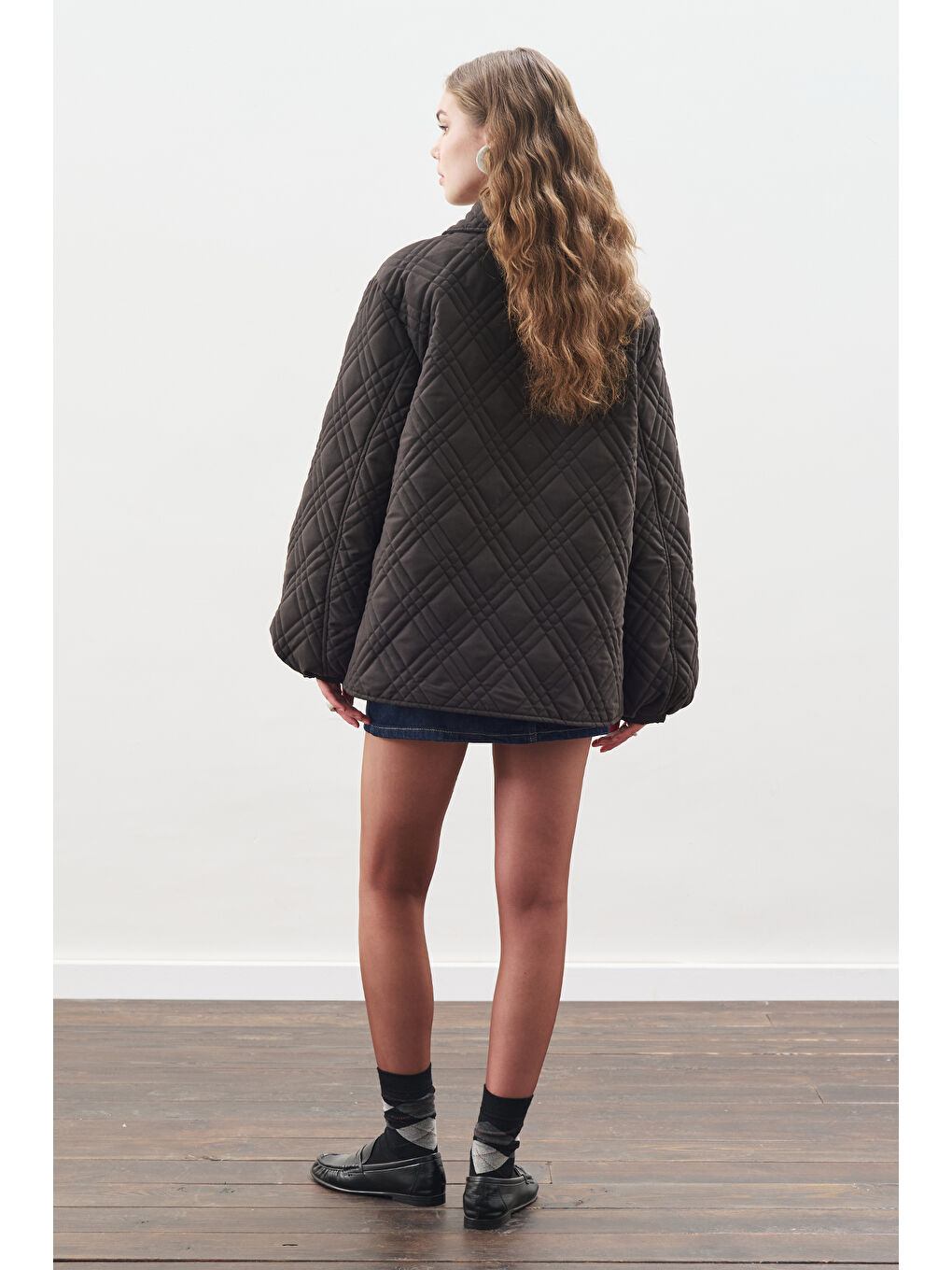 Balon Kol Detaylı Kapitone Mont Siyah-4