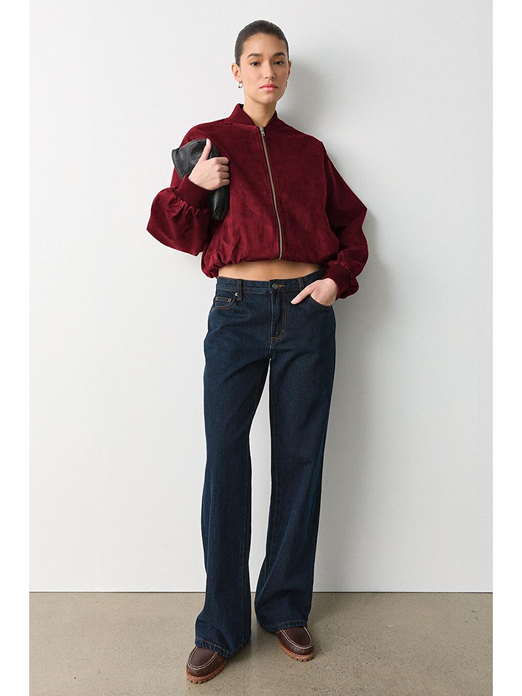 Bordo Astarlı Kadın Bomber Ceket Mg2545-2