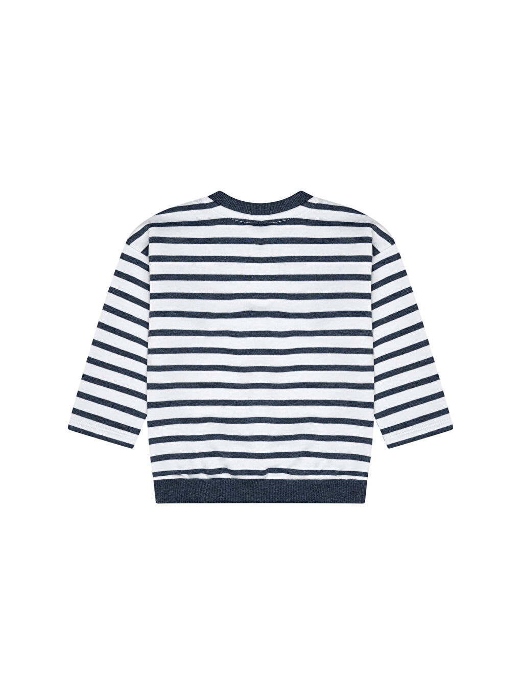 Mavi Çizgili Köpek Desenli Erkek Bebek Uzun Kol Tişört-2