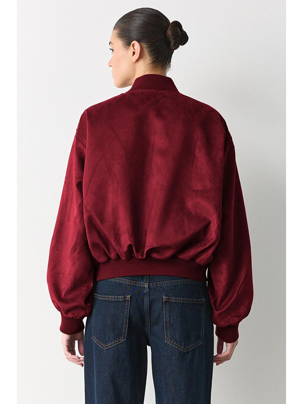 Bordo Astarlı Kadın Bomber Ceket Mg2545-3