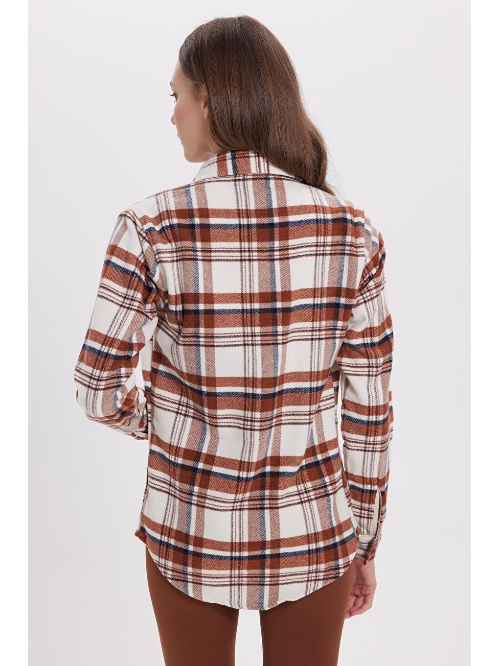 Karışık Kadın Oversize Geniş Kalıp Oduncu Ekose Gömlek-7