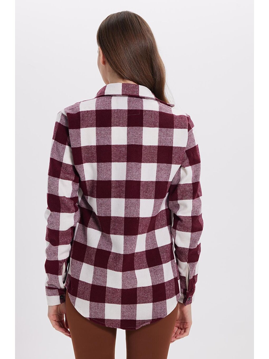 Karışık Kadın Oversize Geniş Kesim Oduncu Ekose Gömlek-6