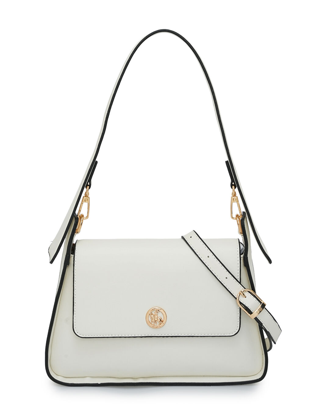 Beyaz Logo Kapaklı Kadın Omuz Çantası DJ364-1