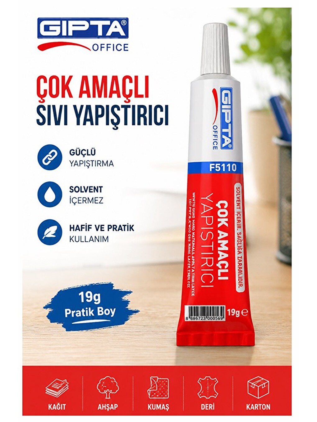 Sıvı Yapıştırıcı 19 Gr Tüp Gıpta Çok Amaçlı Kuvvetli Yapıştırıcı 1 Adet Okul Büro Yapıştırıcısı Kağı