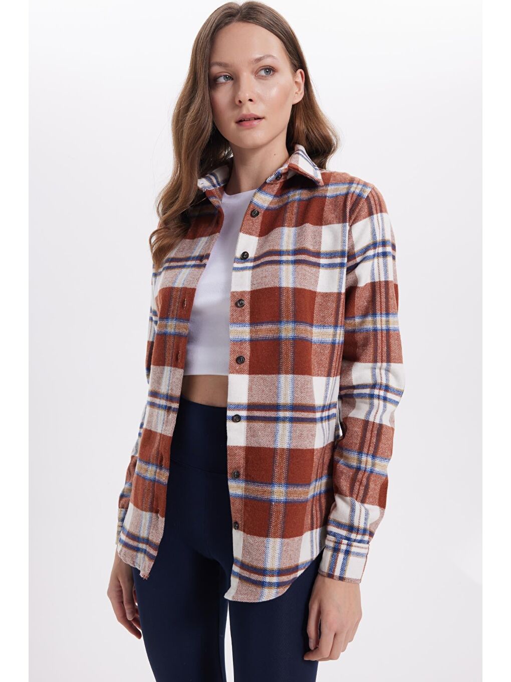 Karışık Kadın Oversize Geniş Kalıp Oduncu Ekose Gömlek