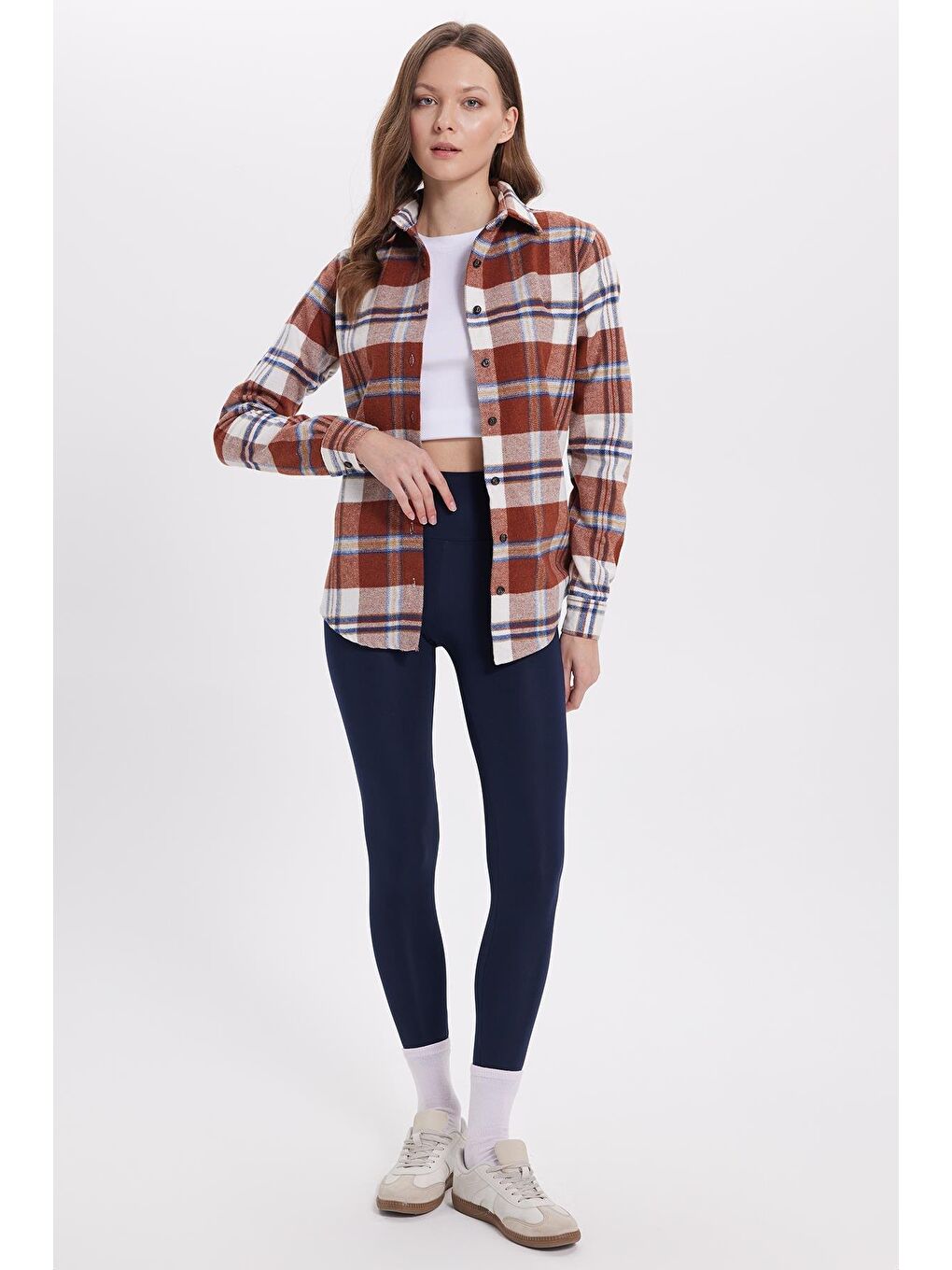 Karışık Kadın Oversize Geniş Kalıp Oduncu Ekose Gömlek-3