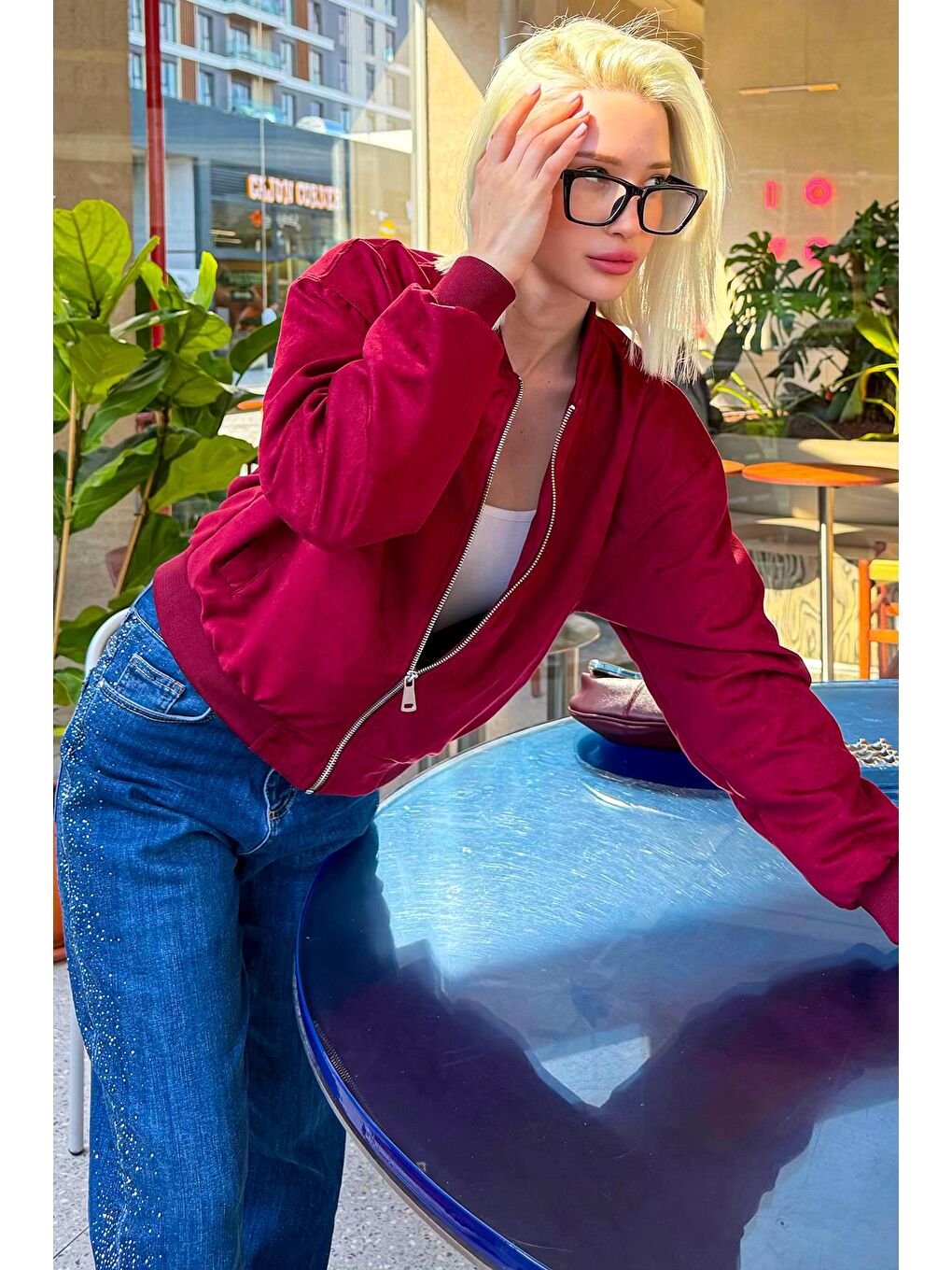 Bordo Astarlı Kadın Bomber Ceket Mg2545-8