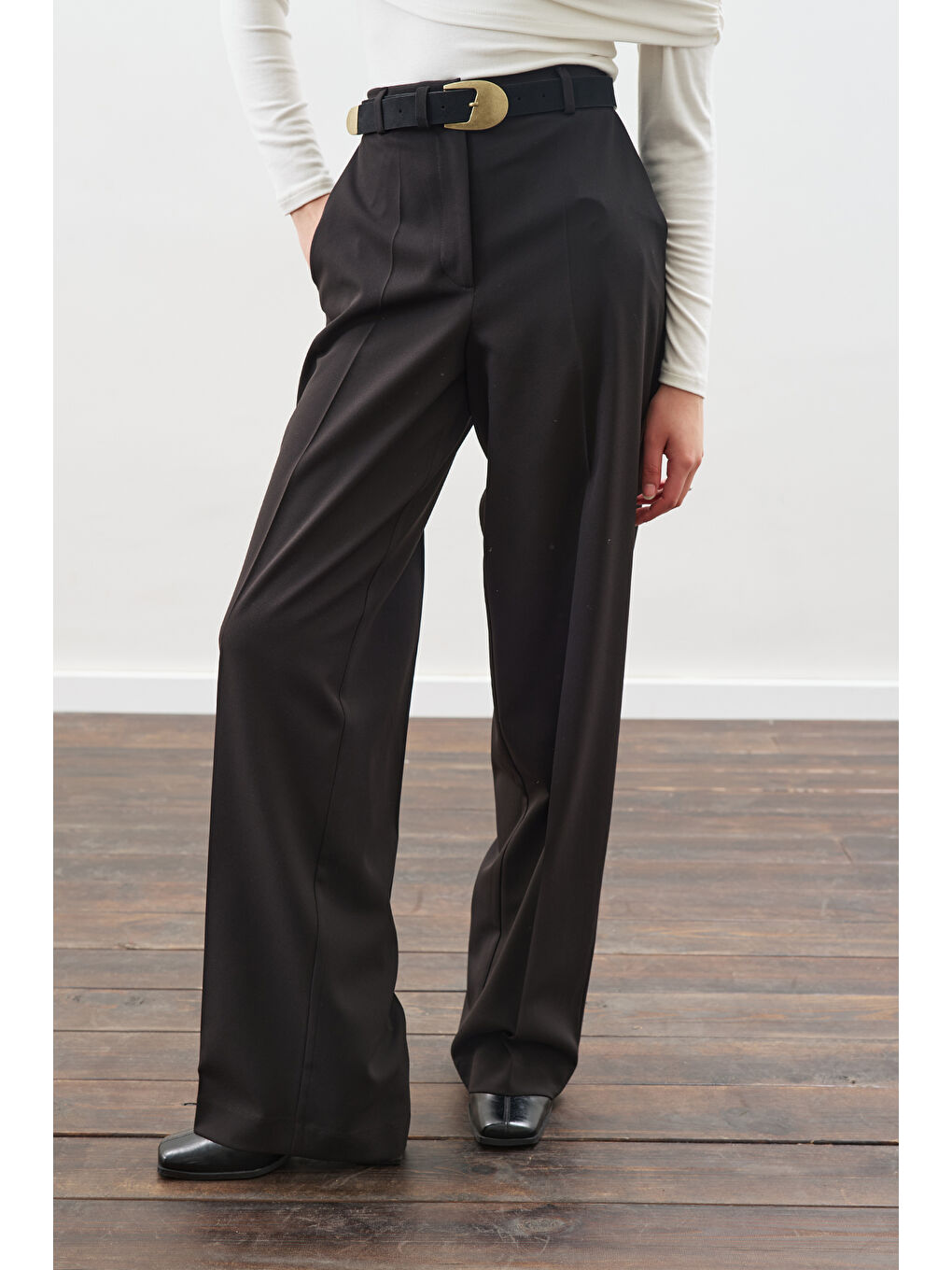 Uzun Paça Straıght Pantolon Siyah-1
