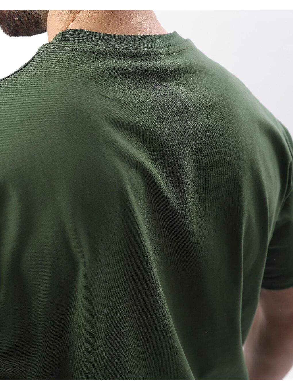 Haki Baskılı Nakış Detaylı Erkek Tişört E7108-3