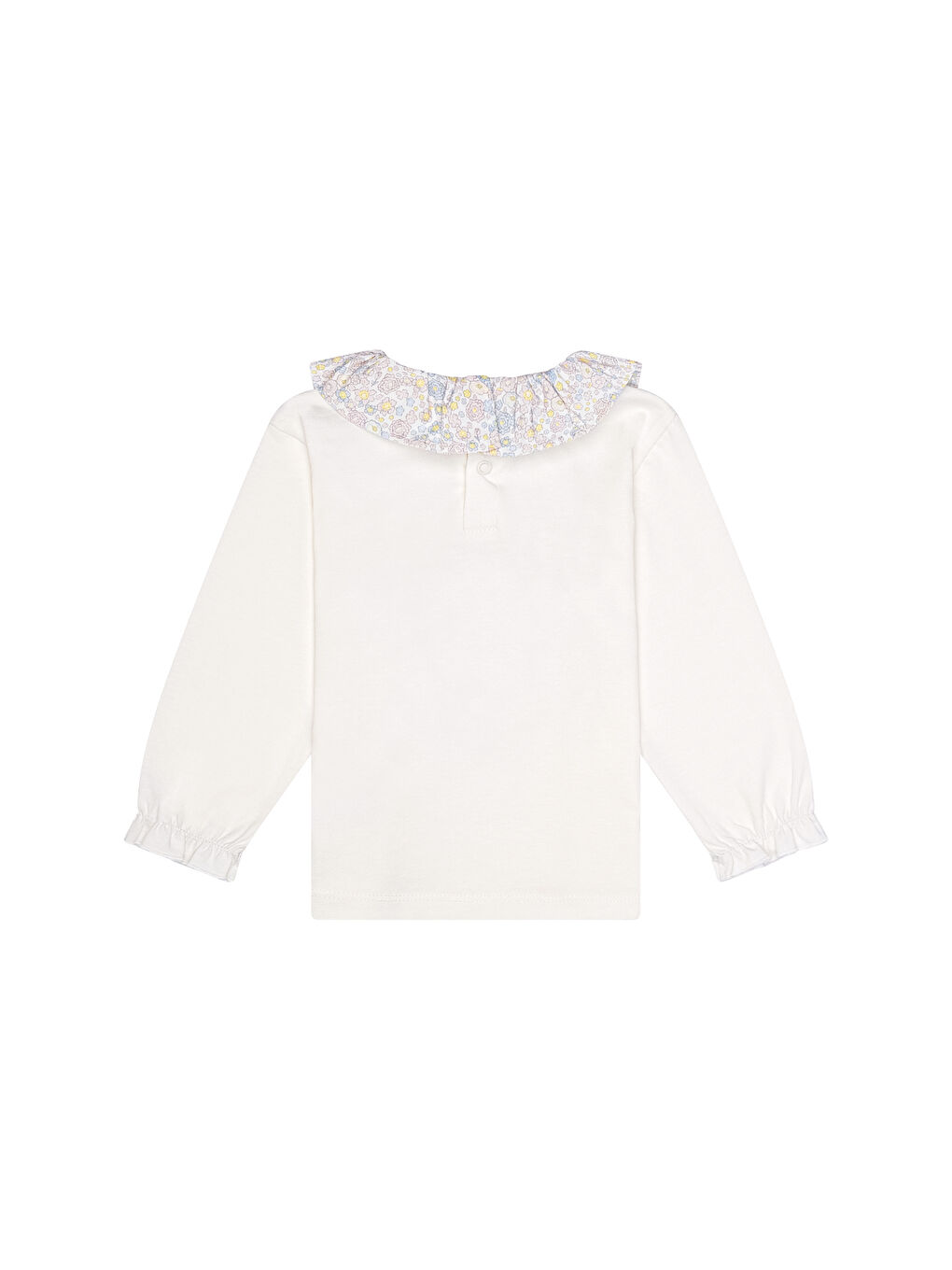 Pembe Yakası Fırfır Detaylı Kız Bebek Uzun Kol Tişört-2