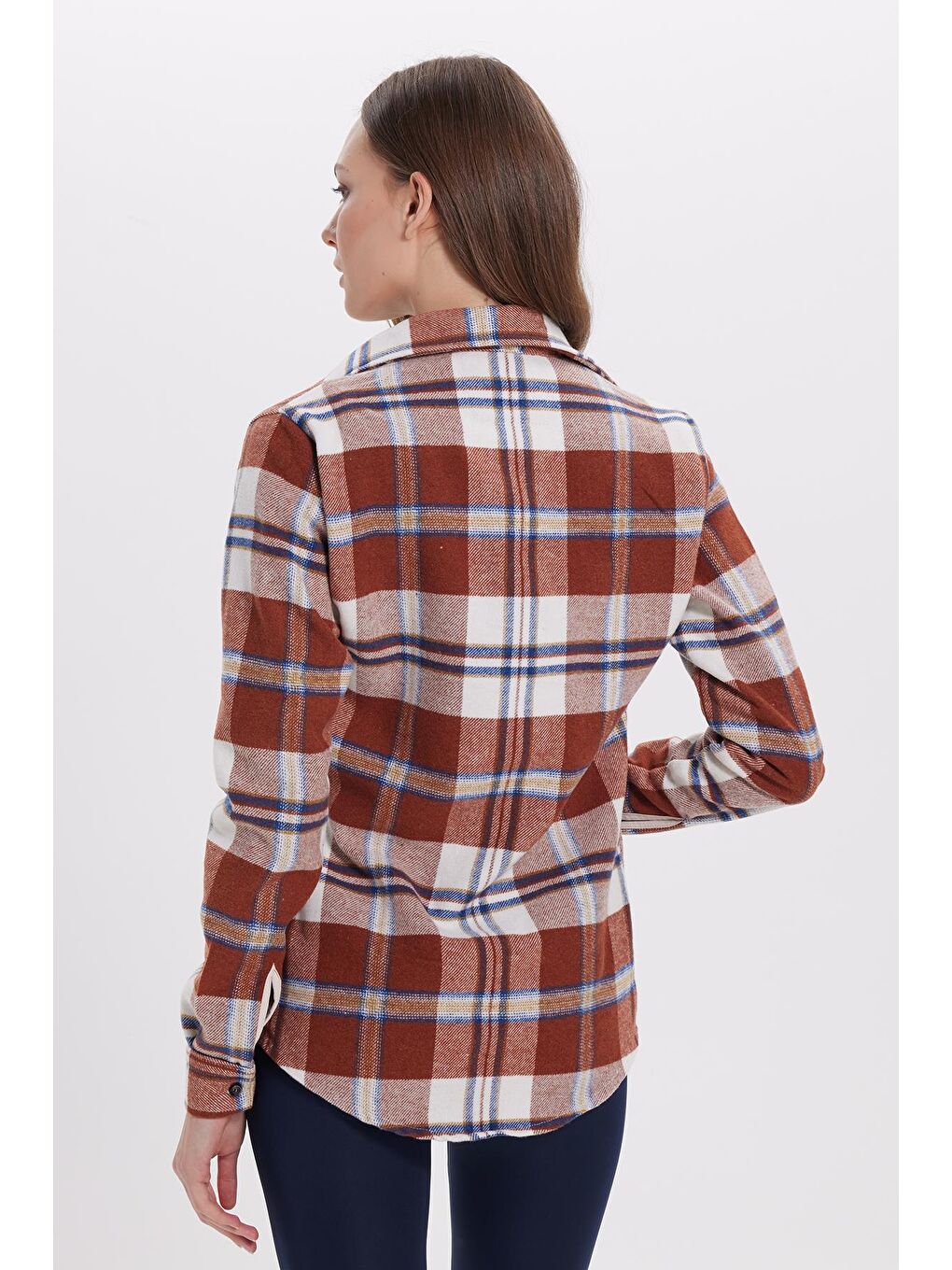 Karışık Kadın Oversize Geniş Kalıp Oduncu Ekose Gömlek-5