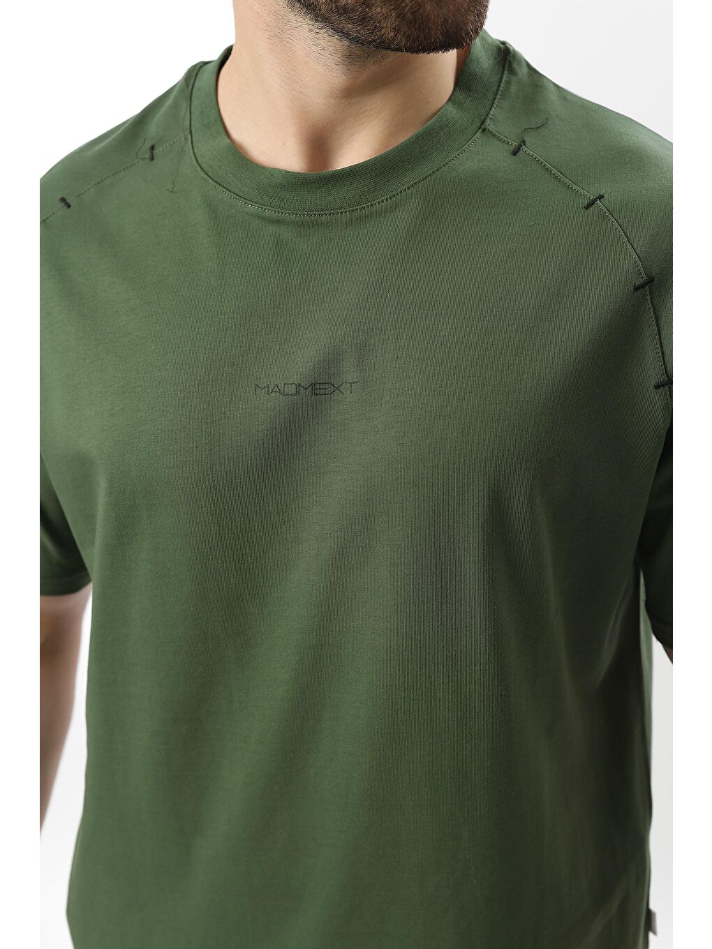 Haki Baskılı Nakış Detaylı Erkek Tişört E7108-4