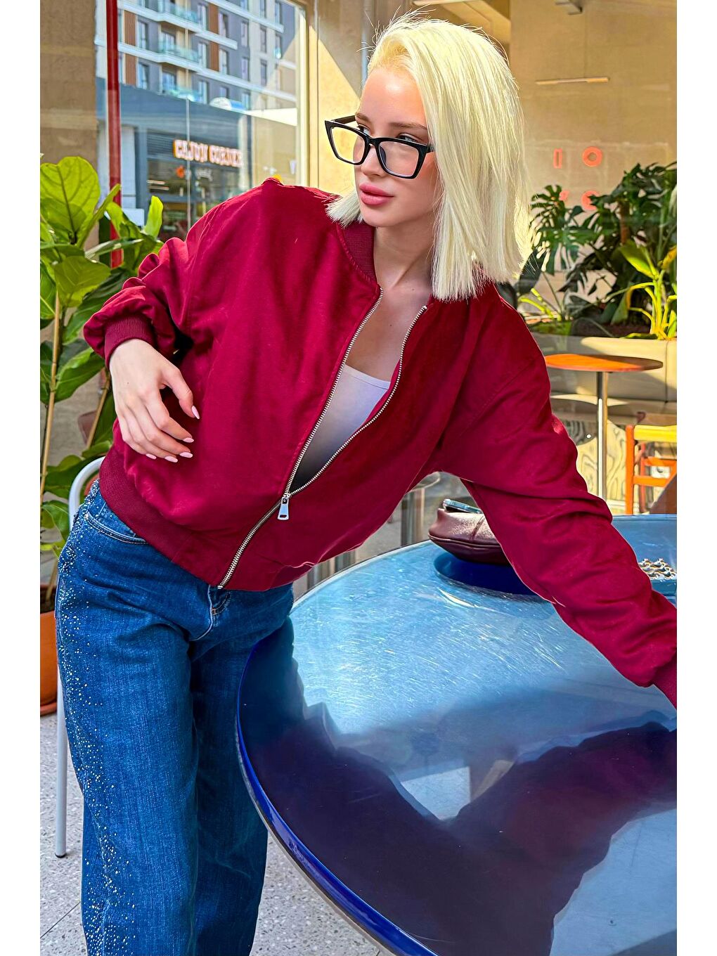 Bordo Astarlı Kadın Bomber Ceket Mg2545-9