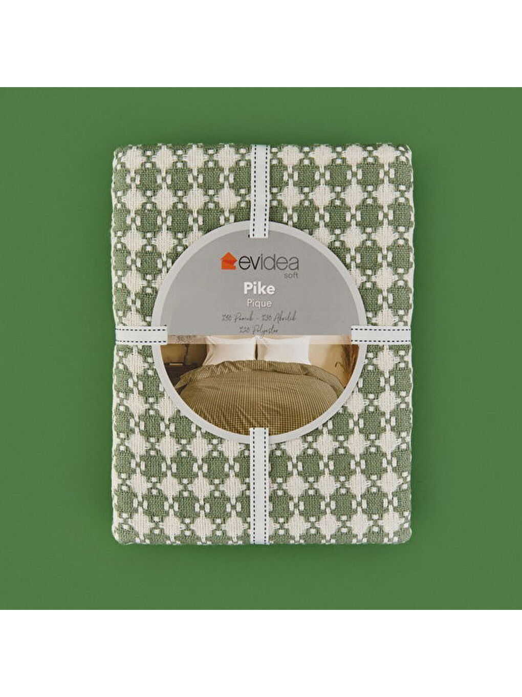 Soft Verda Çift Kişilik Pike - Yeşil - 200x220 cm-2