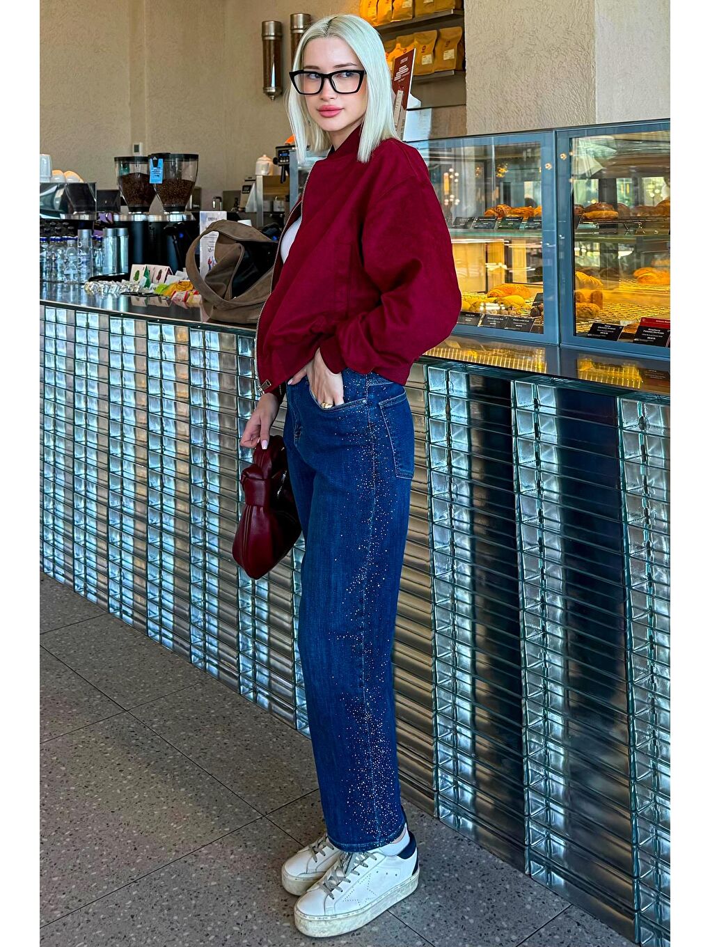 Bordo Astarlı Kadın Bomber Ceket Mg2545-10