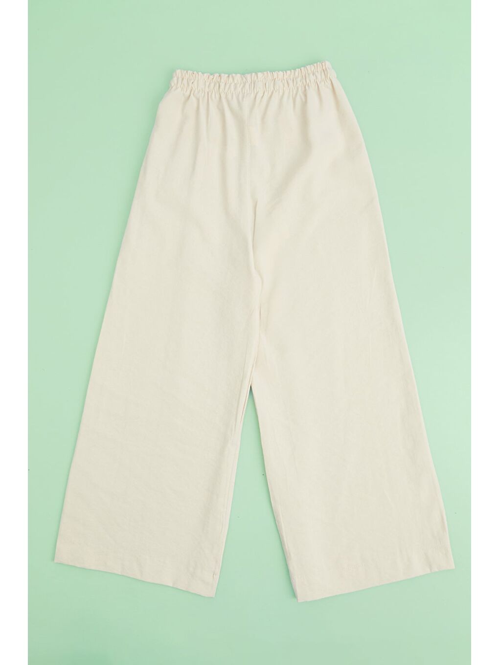 Bej Beli Lastikli Cepli Kız Çocuk Pantolon-1