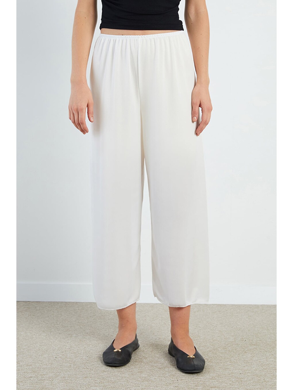 Ekru Beli Lastikli Astar Pantolon-3