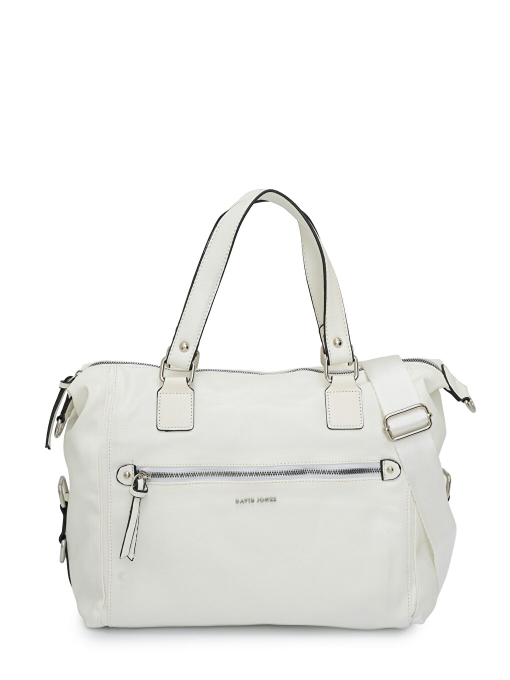 Beyaz Ön Cep Fermuar Detaylı Kadın Omuz Çantas DJ262-2