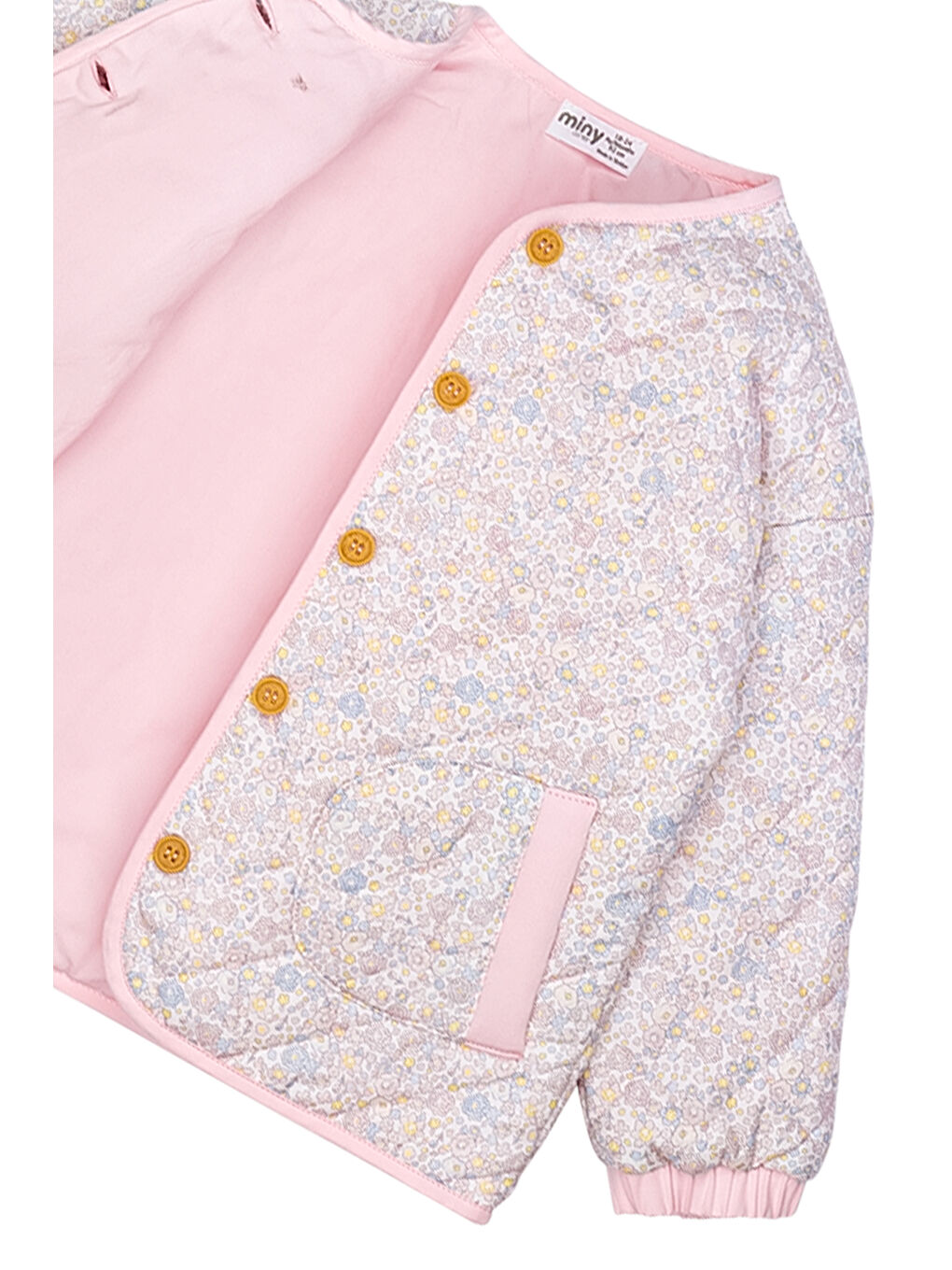Pembe Çiçek Baskılı Kız Bebek Ceket-3