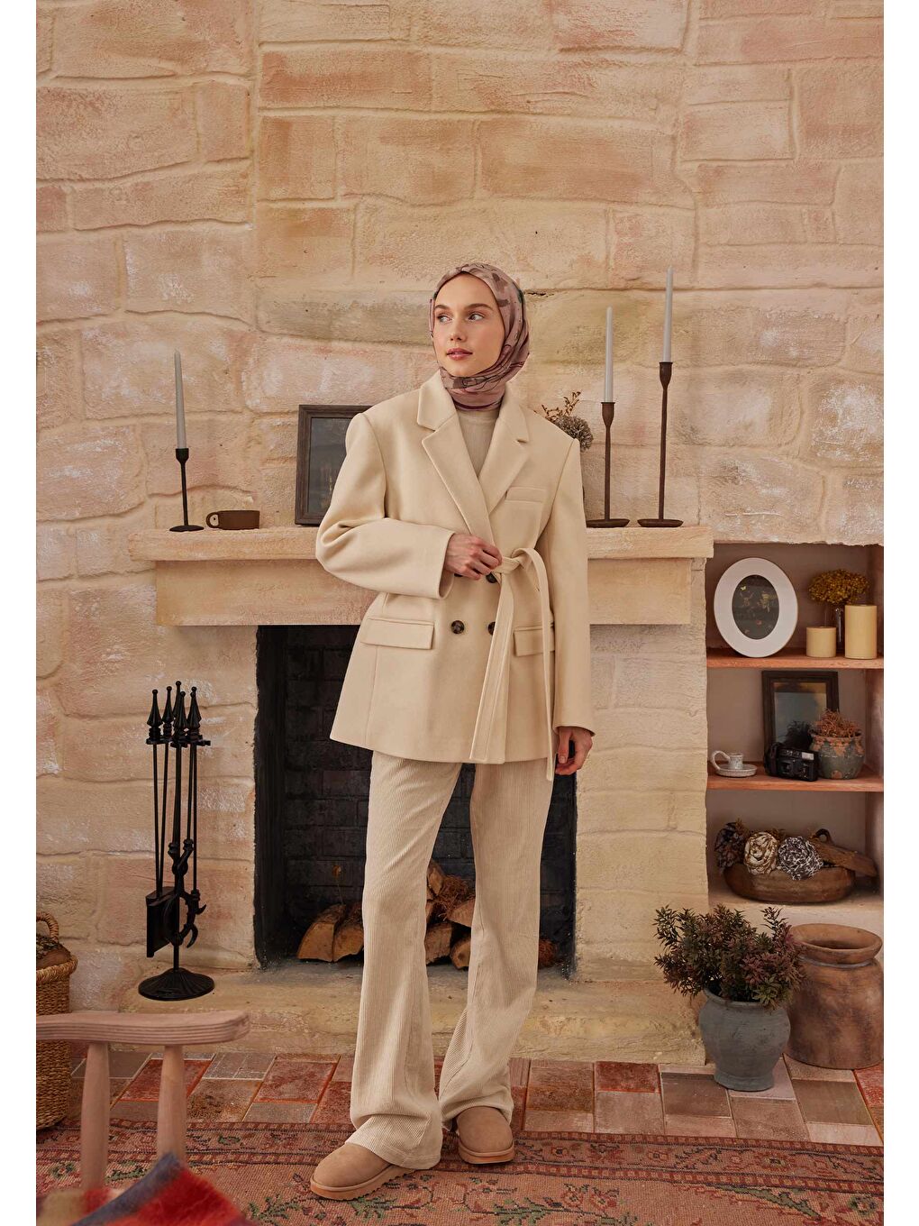 Pembe Hera Desen Pamuk İpek Eşarp Gülpembe