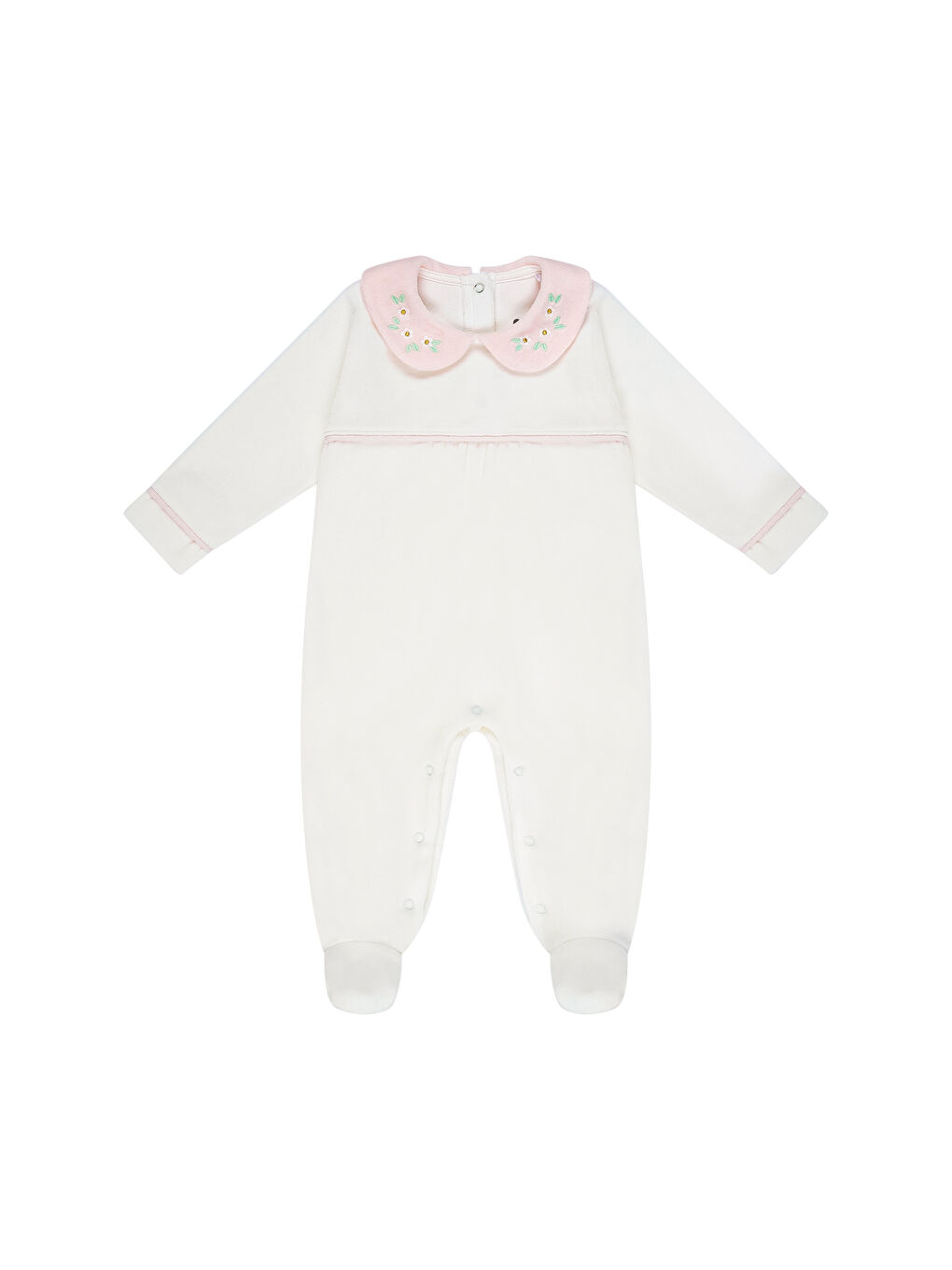 Pembe Kız Bebek Kadife Tulum-1