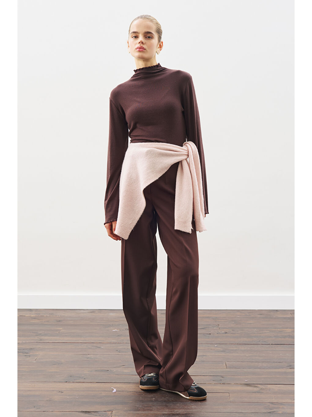 Kahverengi Uzun Paça Straıght Pantolon Acı Kahve-3