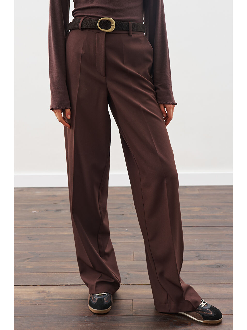 Kahverengi Uzun Paça Straıght Pantolon Acı Kahve-4