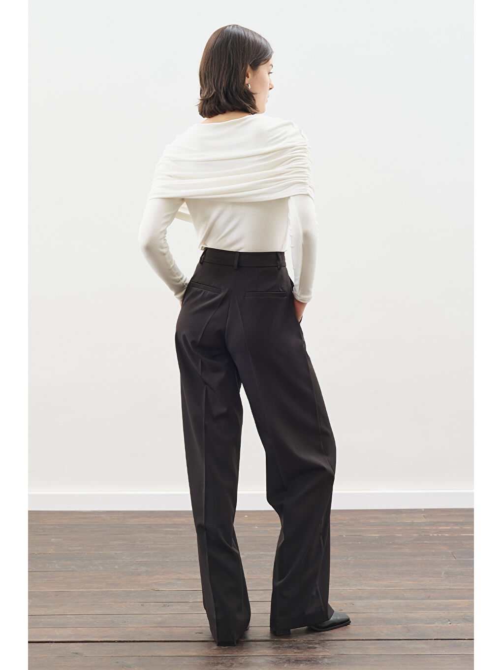 Uzun Paça Straıght Pantolon Siyah-4