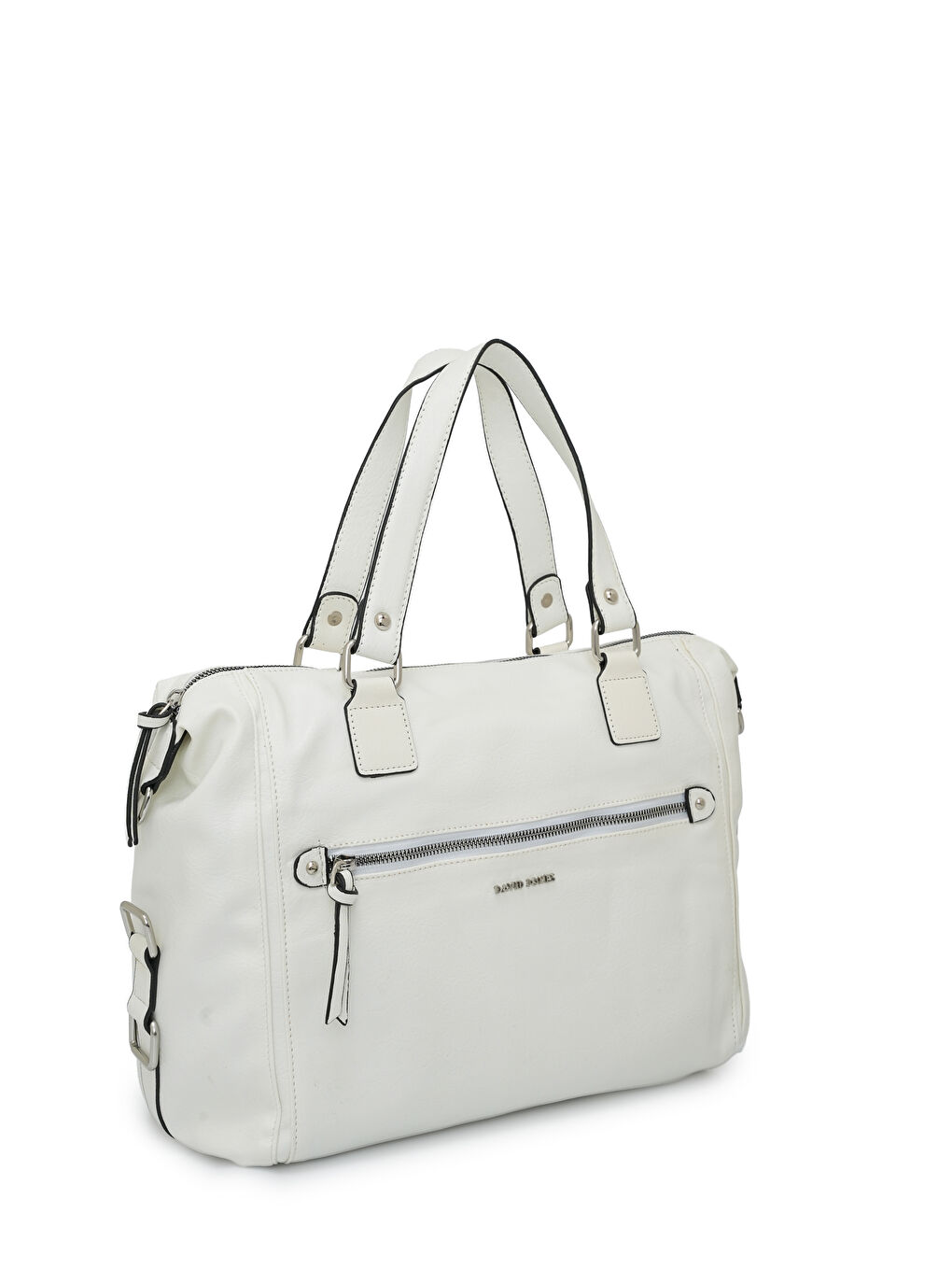 Beyaz Ön Cep Fermuar Detaylı Kadın Omuz Çantas DJ262-2-1