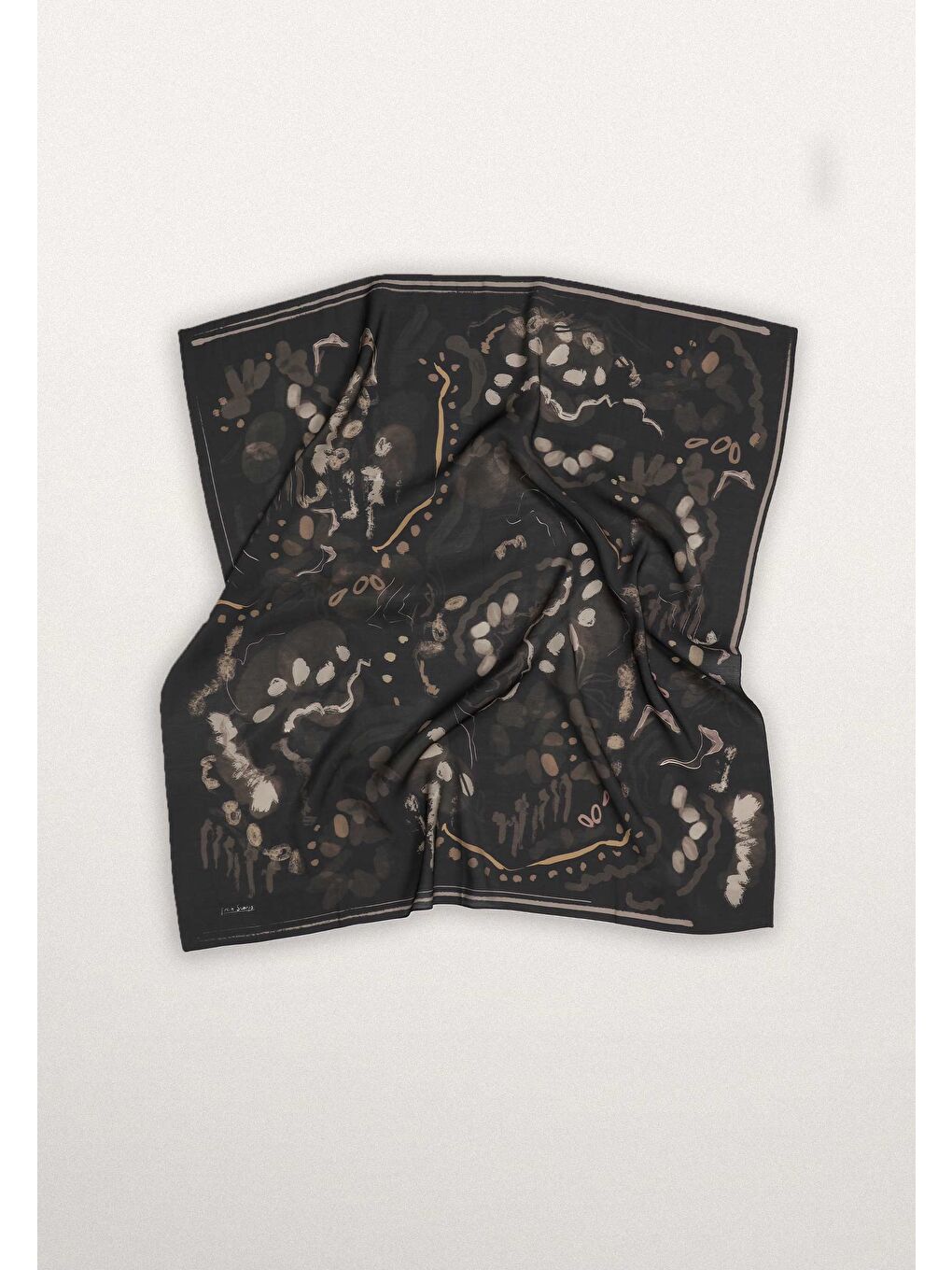 Kahverengi Luna Desen Pamuk İpek Eşarp Acı Kahve-2