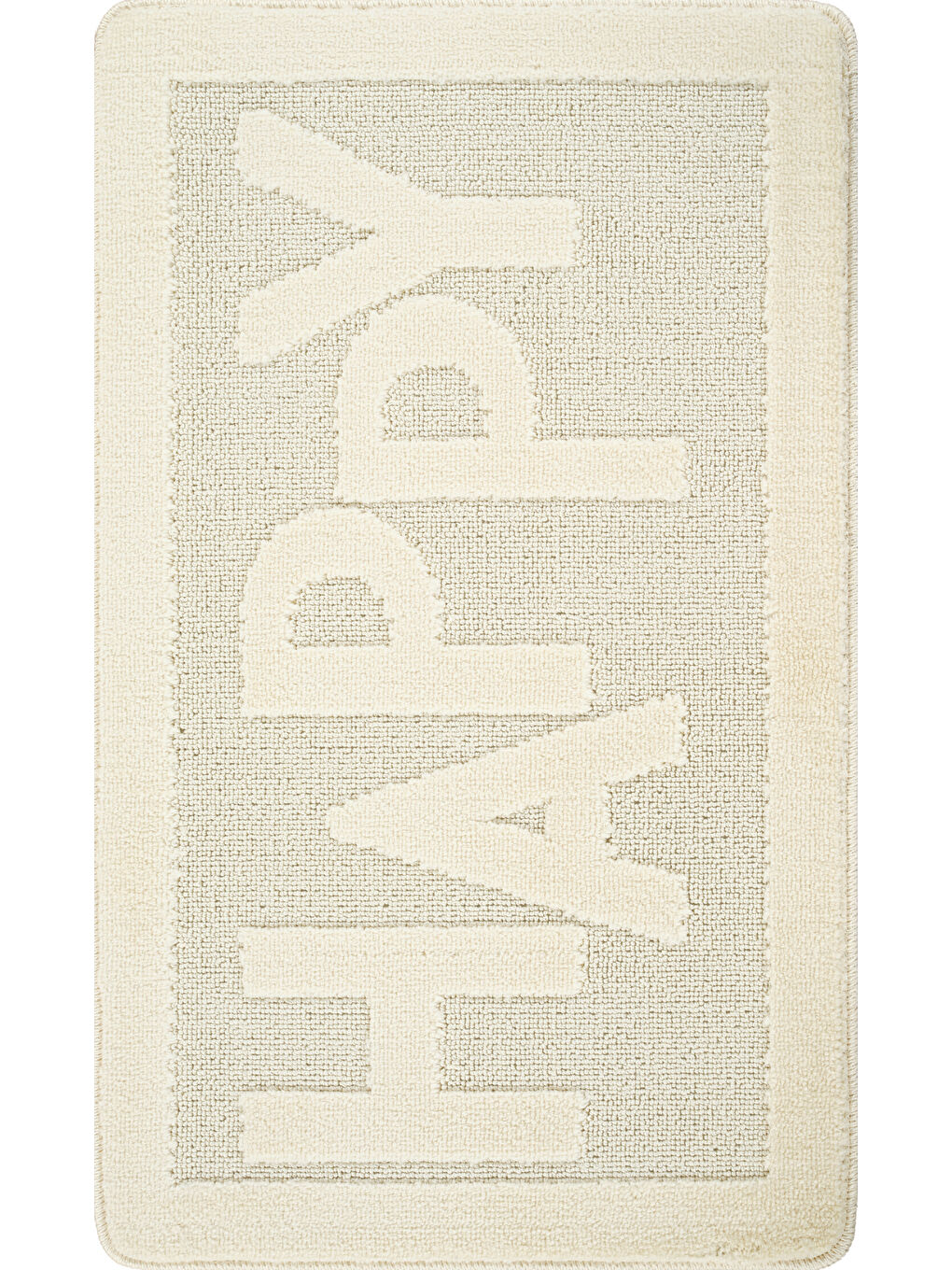 Ekru Doğal Kaymaz Taban Banyo Paspas Uzun Ömürlü Yumuşak Su Emici Yazılı Paspas Happy-Krem-1