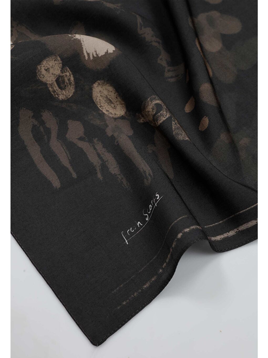 Kahverengi Luna Desen Pamuk İpek Eşarp Acı Kahve-3