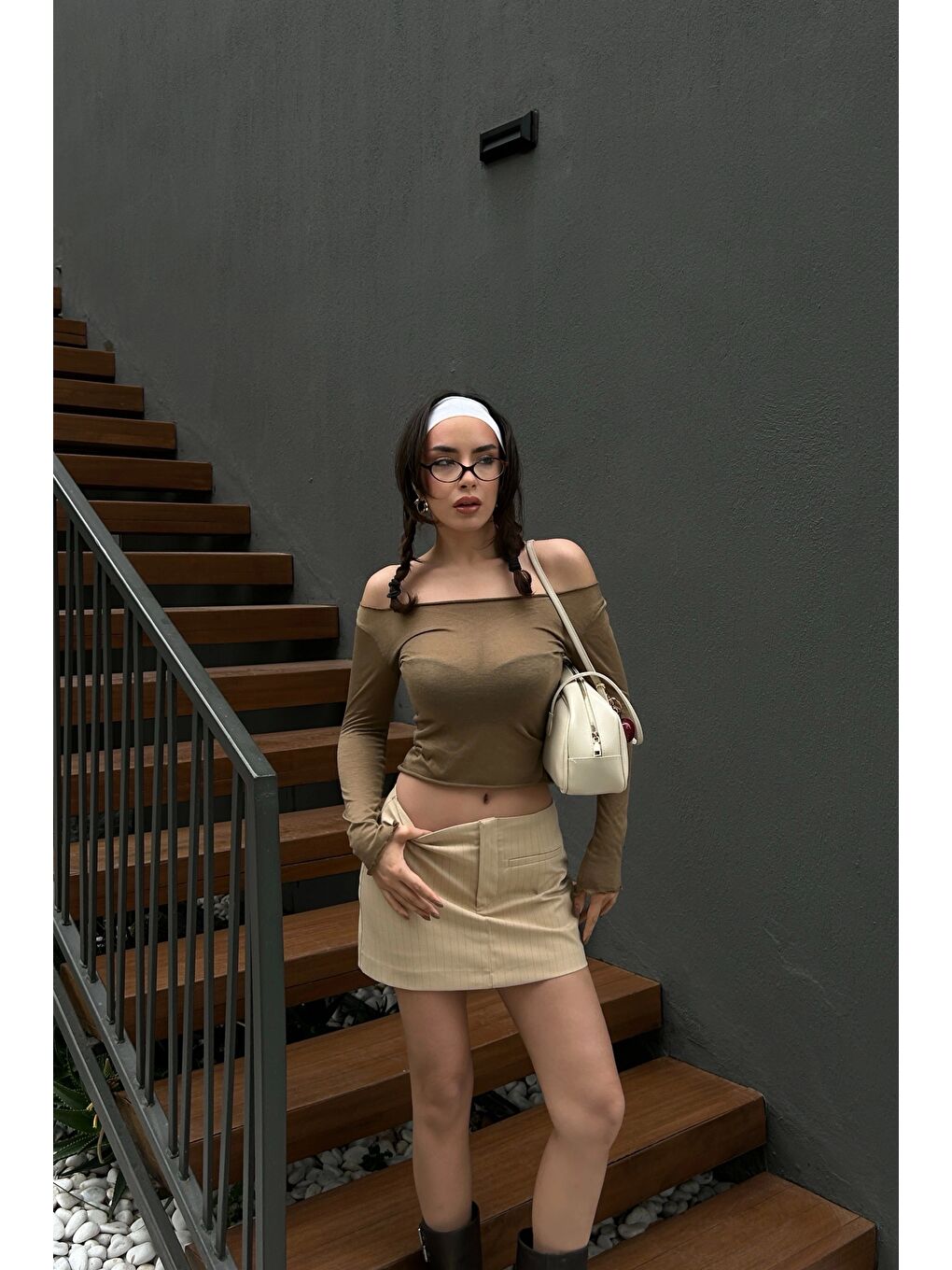 Kahverengi Kadın Camel Sonsuz Kumaş Bluz 1017-0160-6