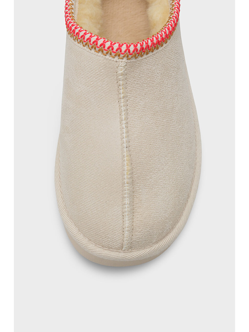 Bej Carroll Kalın Tabanlı Yuvarlak Burunlu Kürklü Kadın Kapalı Terlik-3