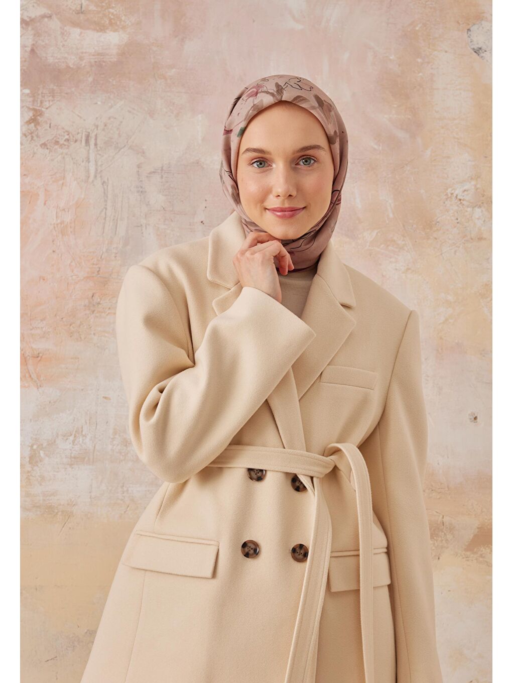 Pembe Hera Desen Pamuk İpek Eşarp Gülpembe-3