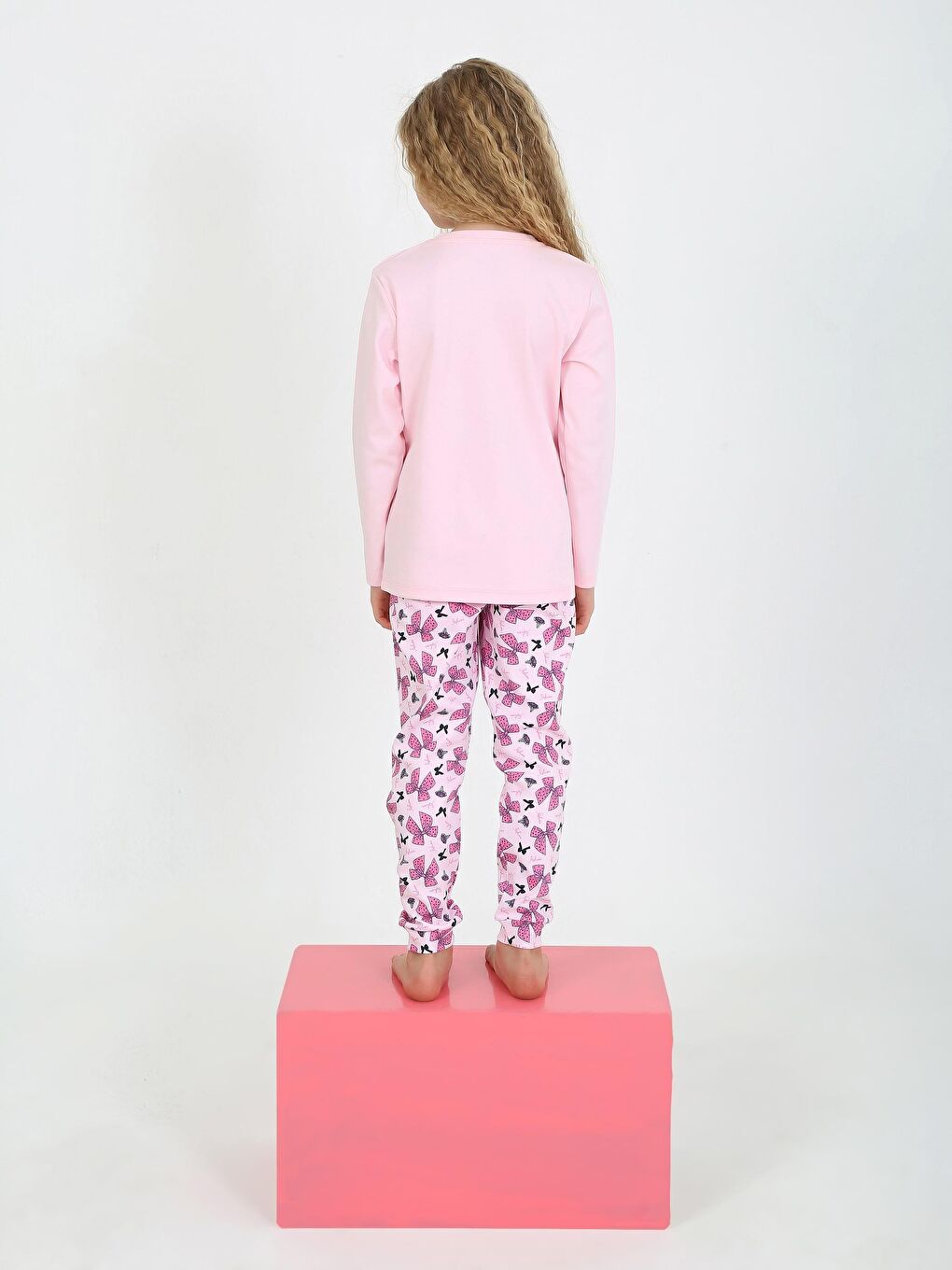 Pembe Kız Çocuk Uzun Kollu %100 Pamuklu Pijama Takımı Place Paris-3